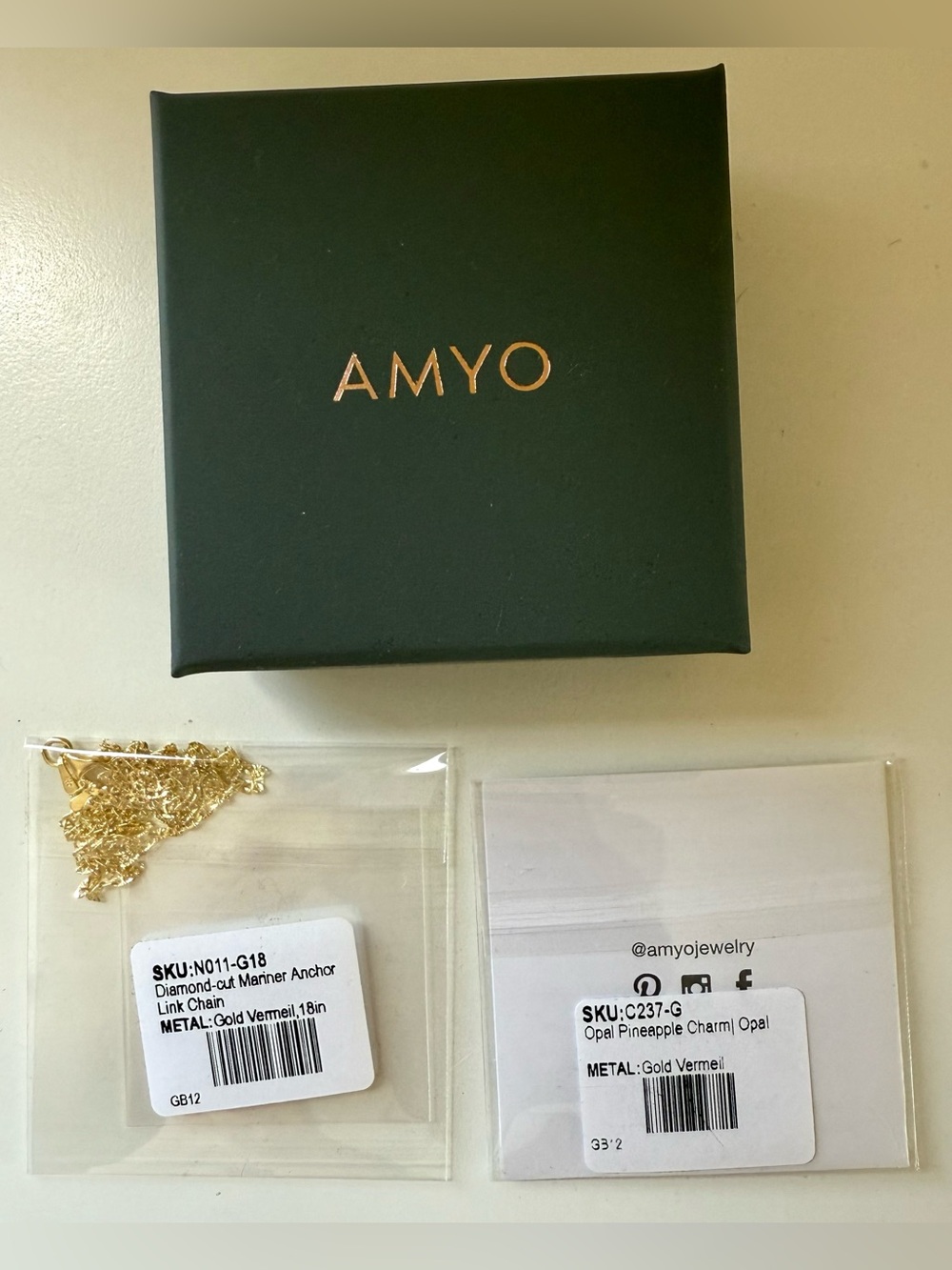 AMYO OPAL PINEAPPLE Diamond-Cut Mariner Anchor Link Necklace - Picture 5 of 5